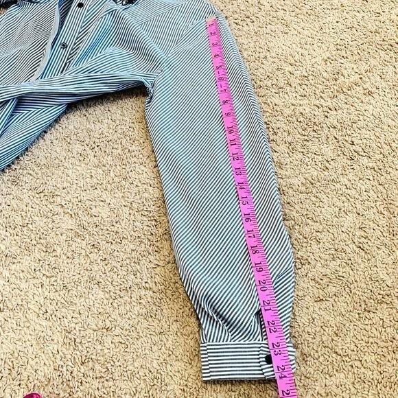 Laundry by Shelli Segal women top gray stripe long sleeve collar shirt size S - Picture 10 of 12